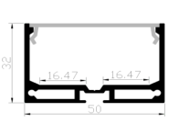 Profilé d'extrusion en alliage d'aluminium 6063-T5 carré LED 50*32mm pour bandes LED décoratives, service de découpe