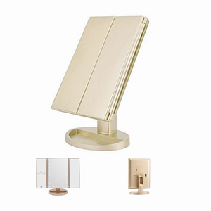 Nhà Máy Giá Có Thể Gập Lại LED <span class=keywords><strong>Vanity</strong></span> Gương, Thắp Sáng Gương Trang Điểm Với 22 Đèn LED <span class=keywords><strong>Tri</strong></span> <span class=keywords><strong>Fold</strong></span> Trang Điểm Gương - Product Image 1