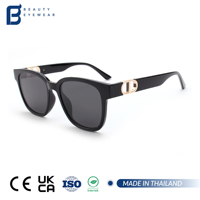 Lunettes de soleil polarisées de luxe tendance avec logo personnalisé, monture carrée en acétate et métal doré UV400 pour hommes, idéales pour la conduite