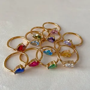 Anillo Clásico de Acero Inoxidable con Forma de Gota de Agua EManco para Mujer, Joyería que No se Desvanece, Venta al por Mayor, Dropshipping - Product Image 3
