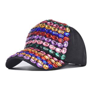 Gorra de Béisbol con Diamantes de Imitación Coloridos, Protección Solar, Diseño de 6 Paneles, Gorras de Béisbol Hechas a Mano - Product Image 1