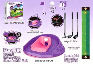 Ensemble de jeu de golf musical rotatif automatique pour enfants, intérieur/extérieur, tapis de putting portable, clubs réglables, 6 balles, unisexe, en plastique - Product Image 6