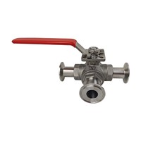 Vanne à boisseau sphérique sanitaire à raccord Tri-Clamp, port en L, poignée manuelle pour l'eau, OEM