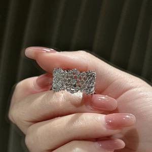 แหวนเงินแท้ S925 ดีไซน์ลูกไม้ หรูหรา วินเทจ ลายรังผึ้ง สง่างาม สไตล์ยุคกลางฝรั่งเศส ประดับเปลือกหอย - Product Image 5