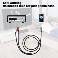 Câble répartiteur en Y TRS 3,5 mm vers double RCA, 1 entrée 2 sorties, adaptateur convertisseur de signal audio jack casque vers 2 RCA