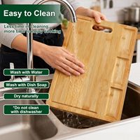 Planche à découper en bambou avec 3 compartiments, planche à découper en bois réversible avec poignée latérale, grand bloc de boucher pour la préparation des aliments