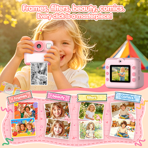 Appareil photo numérique pour enfants PC02, double objectif, WiFi, MP3, jeu, impression en un clic, enregistrement, filtre, appareil photo jouet avec lumière LED pour enfants - Product Image 4
