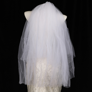 طرحة زفاف قصيرة مزدوجة الطبقات من CYG بالجملة، طرحة زفاف أنيقة مع مشط للشعر - Product Image 2