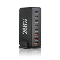 268W GaN multi-ports type-c PD 100W chargeur rapide 8 ports QC3.0 station de chargeur de bureau téléphone portable 240W chargeur adaptateur secteur