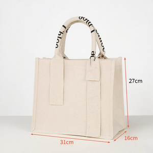 Bolsa de Compras de Lona de Algodón Ecológica con Logotipo Personalizado, Bolsa de Yute con Asas de Cinta, Bolsas de <span class=keywords><strong>Arpillera</strong></span> de Cáñamo - Product Image 2