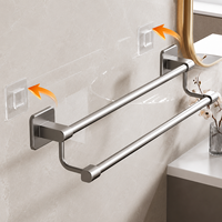 Porte-serviettes moderne en acier au carbone à double barre et finition noir mat pour salle de bain de luxe et décoration de projets hôteliers