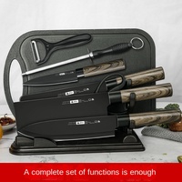Ensemble de couteaux de cuisine multifonctionnels durables pour gauchers en acier inoxydable 3cr13, 7 pièces, lames revêtues, bord droit