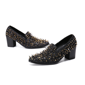 NA293 <span class=keywords><strong>Scarpe</strong></span> Eleganti Primaverili e Autunnali per Uomo con Borchie e Rivetti, Mocassini Slip-on Oro e <span class=keywords><strong>Nero</strong></span> con Paillettes Luccicanti, <span class=keywords><strong>Scarpe</strong></span> Casual - Product Image 5