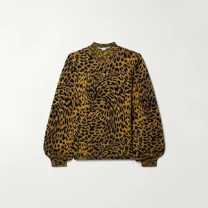 Groothandel Nieuwe Mode Custom Vrouwen Crew Neck Leopard Jacquard Gebreide Trui