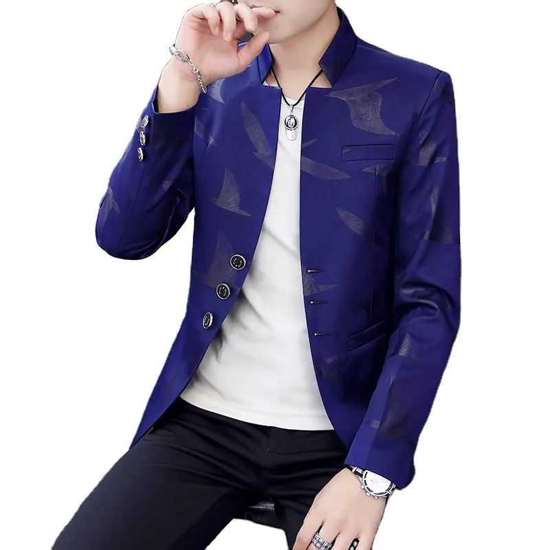 2023 NmStand Collar Men's Suit Casual Jacket Korean Slim Youth Blazer Masculino Wedding Casual Style Men clothes