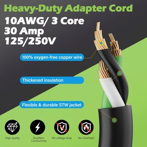 NEMA L5-30P <span class=keywords><strong>Twist</strong></span> Khóa Nam để NEMA TT-30R nữ với xử lý cho máy phát điện để RV Trailer Camper / STW <span class=keywords><strong>3</strong></span> * 10awg màu xanh - Product Image 5