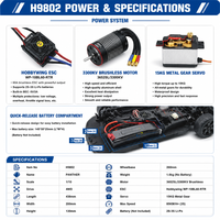 Voiture RC de drift 4x4 HNR H9802 PANTHER 1/10 Brushless 2.4G pour course en extérieur, avec système de puissance prêt à l'emploi pour experts