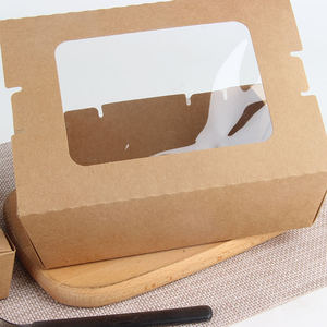 Scatola per Alimenti da Asporto 100% Biodegradabile in Carta Kraft Personalizzata con Coperchio Trasparente - Product Image 4