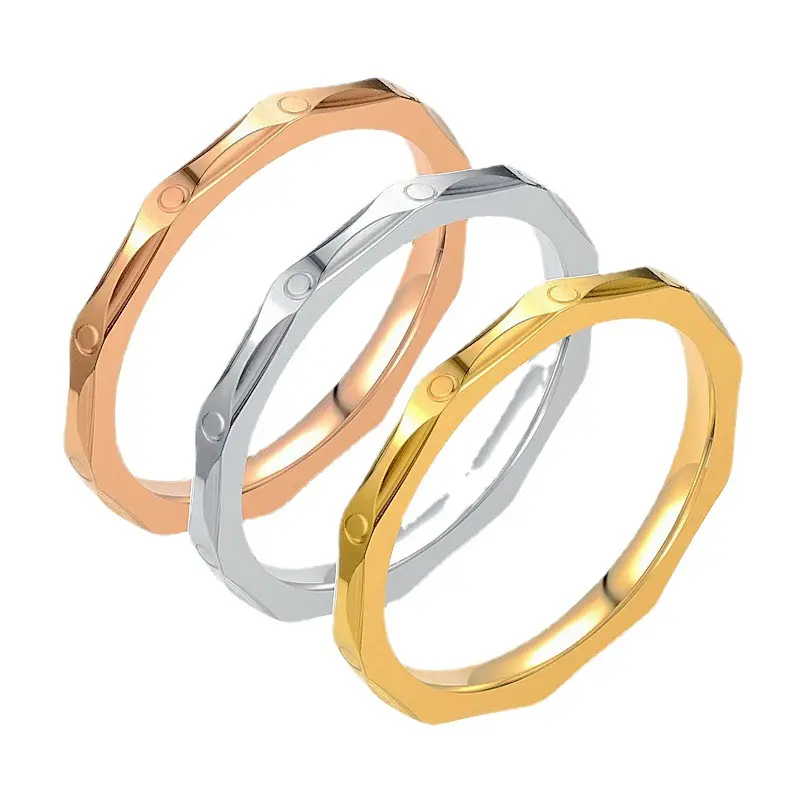 Cincin Korea baru modis penjualan terbaik cincin jari tumpuk sederhana hadiah perhiasan cincin baja tahan karat populer untuk wanita