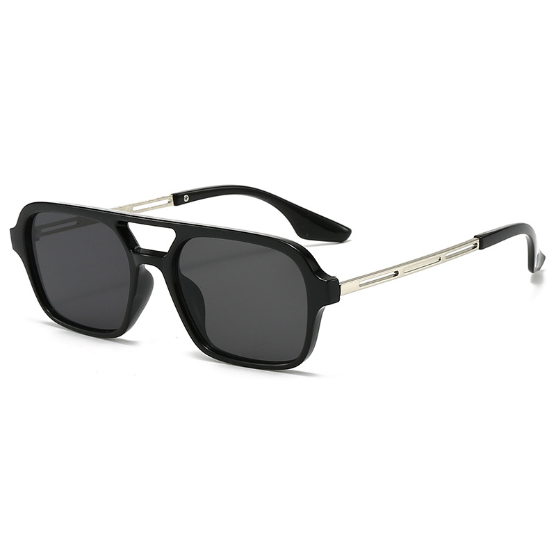 C1-bright black silver frame-black gray film