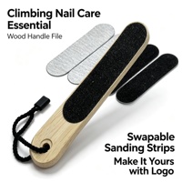 Kit de lime à ongles d'escalade OEM avec logo personnalisé, bandes abrasives double face remplaçables, lime à ongles à manche en bois