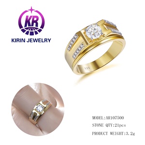 Anillo de Diamantes para Hombre de Plata de Ley 925, Anillo de Hombre Chapado en Oro de 14k, Anillo Impermeable con Diamantes, Anillo de Boda Chapado en Oro de 18k - Product Image 3