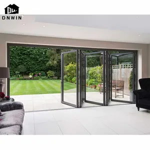 Villa aluminium profile folding door double glazed exterior patio bifold door