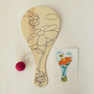 Manufacture Eco-friendly Wooden Engraved Animal Theme White Blank Paddle Manufacturer Wholesale Children's DIY Creative - Product Image 2