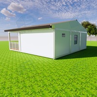 Boxspace 9x9m Maison Conteneur Modulaire Démontable Style Ferme 2 Chambres 2 Salles de Bain Toiture en Pente Bureau Préfabriqué Villa