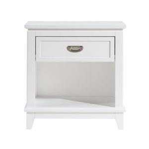 Table de chevet blanche avec tiroir et étagère, meuble de chambre classique - Product Image 2