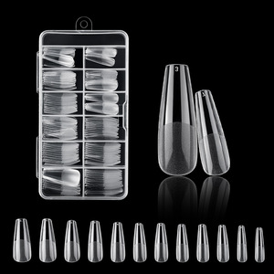 Puntas de Uñas Postizas de Estilo Francés sin Costuras, Largas, Trapezoidales, Almendradas, Transparentes, Naturales, de Cobertura Completa, para Salón - Product Image 4