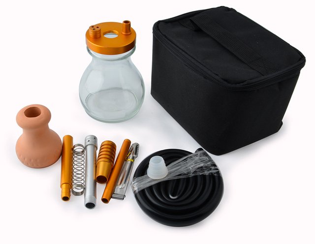 Portable Glass Shisha Hookah Mini Size Table Shisha Set with  Travel Bag Big Smoke Shisha Cups