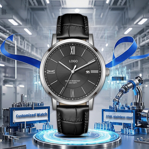 OEM นาฬิกาควอตซ์สำหรับผู้ชายโลโก้ออกแบบอย่างเรียบง่ายสายนาฬิกา20มม. กันน้ำแร่แก้วหนังแท้แฟชั่นคุณภาพสูง - Product Image 2