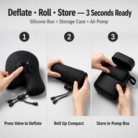 Olyi Oreiller de Voyage Gonflable 2-en-1 avec Pompe en Silicone Intégrée, Portable, en Forme de U, Réglable, Ergonomique, pour Avion, Voiture, Bureau, Vente en Gros