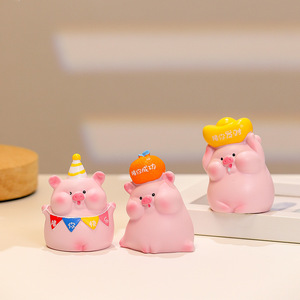 Figurita de cerdo linda, decoración en miniatura de resina, regalo para niños, juguete unisex - Product Image 3