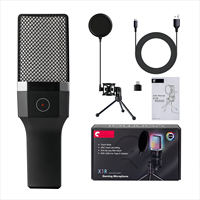Microphone filaire dynamique USB professionnel X1R avec éclairage RGB pour l'enregistrement de podcasts, les jeux sur PC et le streaming