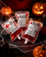 Pochette à bec verseur pour cadeau d'Halloween, sac à boisson imprimé sur mesure, emballage de boisson, sac de sang avec bec verseur, sac à liquide réutilisable