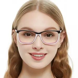 新款意大利手工女性独特时尚矩形安全眼镜女性醋酸眼镜架光学眼镜