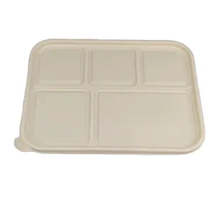 生态蛤壳甘蔗渣板100% 可生物降解包装外卖午餐食品容器带盖盒