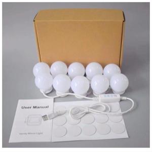Miroir de maquillage avec éclairage <span class=keywords><strong>LED</strong></span> sans colle, 10 ampoules, intensité réglable, blanc chaud, blanc naturel, blanc froid - Product Image 1