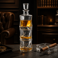 Ensemble de luxe en gros pour whisky : carafe et verres gaufrés, service de bar à coupe diamant pour bar à domicile, OEM ODM acceptés