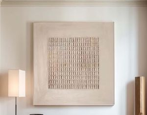 Su misura grande bianco Beige 3D testurizzato minimalista fatto a mano Wabi-Sabi astratto pittura a olio per la casa Hotel ufficio parete arte decorazione - Product Image 2