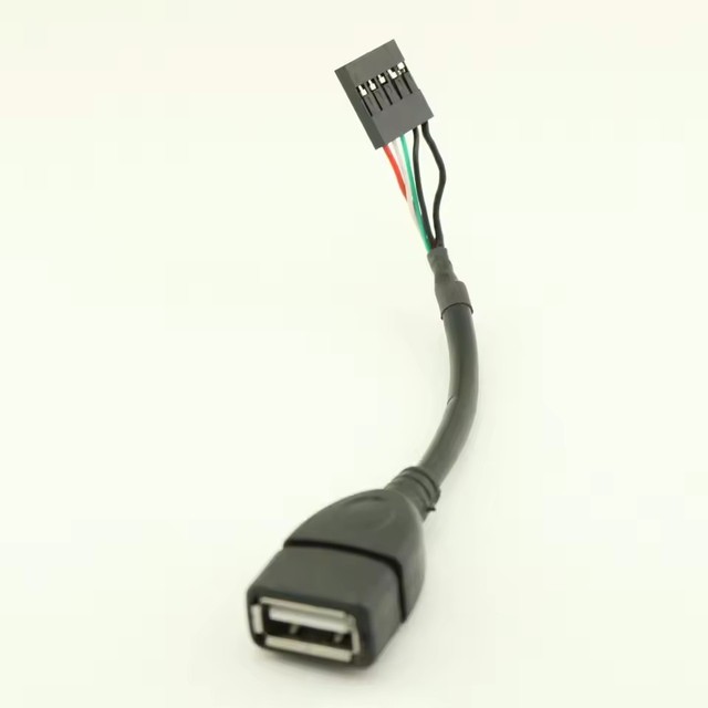 10cm USB 2.0 Type A Female to Dupont 5 Pin Female Header Data Motherboard Adapter Black Cable