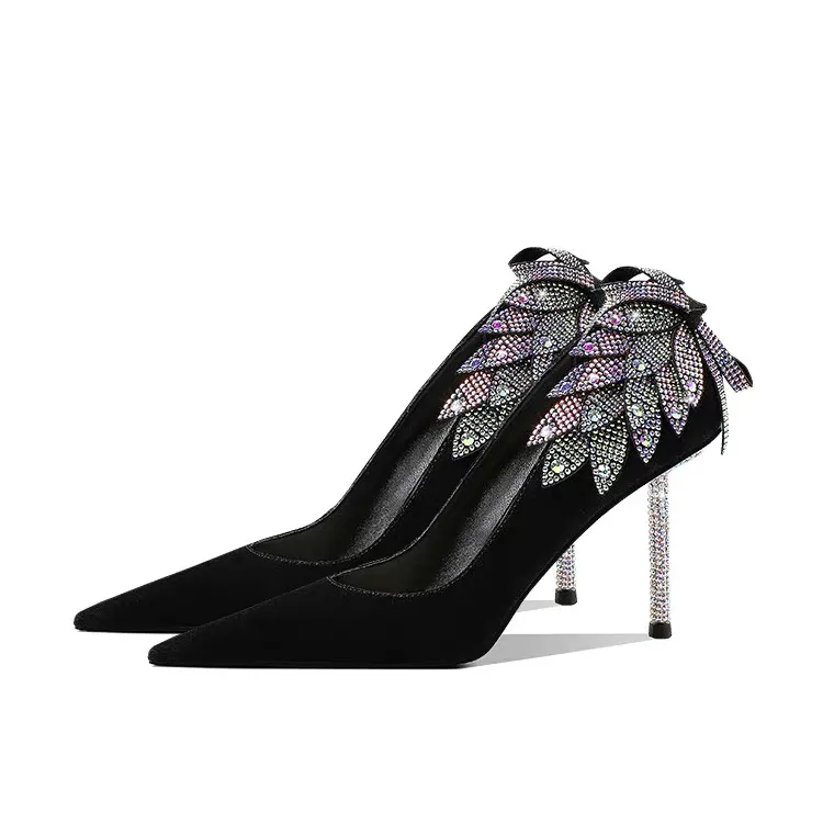 2022 shoes pointed toe rhinestone heels stiletto fashion heels famous brands dress luxury high heels shoes women