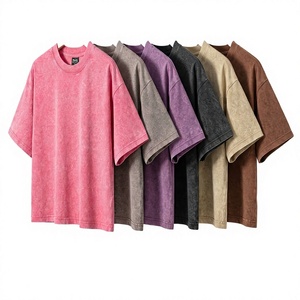 230G Washed Cotton Oversized T Shirt <b>Vintage</b> Crew Neck Custom Logo Print <b>Tee</b> for Men Streetwear - Product Image 3