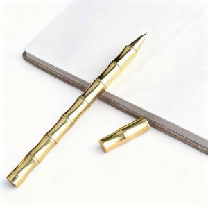 Brass Bamboo Joint Metal Ballpoint <b>Pen</b> with 0.5mm Tip and <b>Multi</b>-<b>color</b> Ink-Custom Logo Personalization for Corporate Gifting - Product Image 3