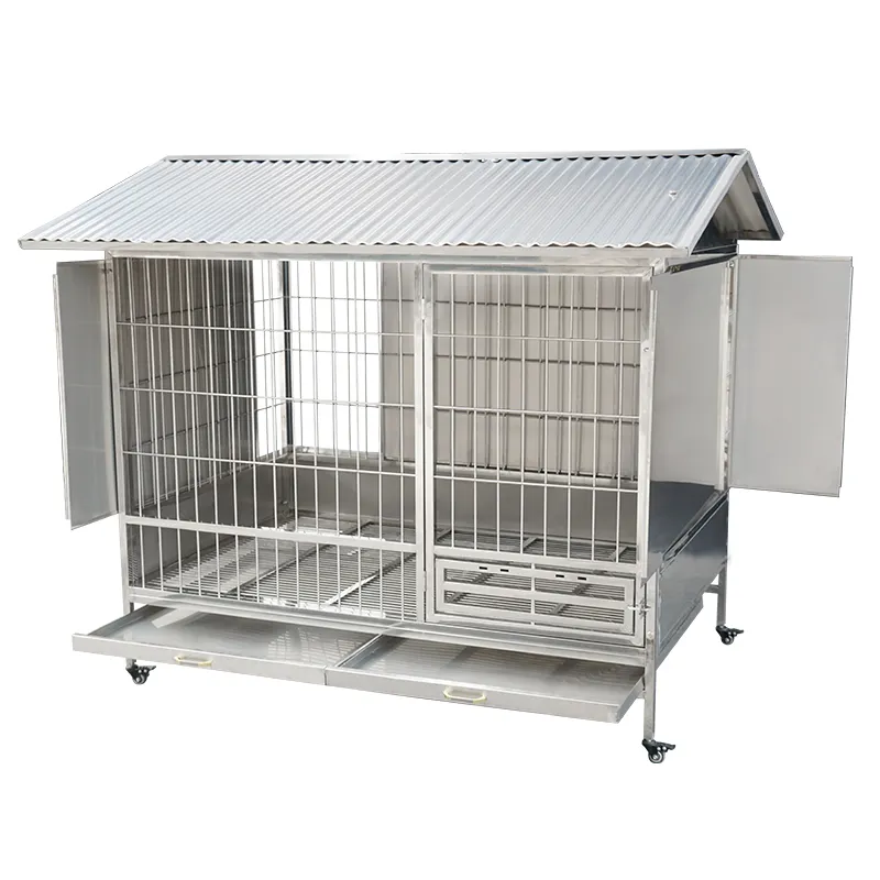 202 acier inoxydable Design chien Cage pliant chien pension chenil bâtiment chien course chenil avec drain