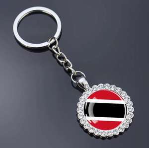 Porte-clés et pendentif de sac en verre avec fleur en cristal, motif drapeau national des Îles <span class=keywords><strong>Salomon</strong></span>, bijou souvenir de voyage - Product Image 6