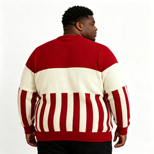 Wholesale Striped Greek Fraternity Knit Sweater Cream Star Shield Fleece Patch Graphic <strong>Oversized</strong> Men Frat Casual Crew <strong>Jumper</strong> - Product Image 3