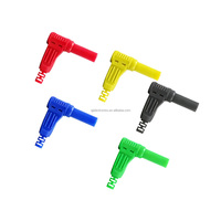 Qianjia QJBP018 90 °   Prise de test en laiton à angle droit de type pistolet pour câblage, fiche banane de sécurité 4 mm, 32 A 1000 V, 25.504